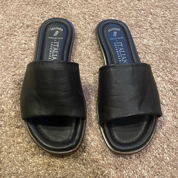 Italian Shoemakers Black Slide Sandals - Picture 2 of 4
